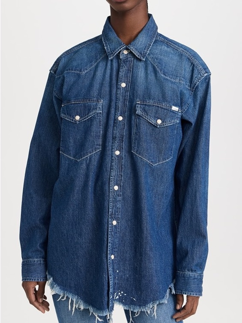 Mother Denim western distressed denim shirt size M color “Dopenhagen”